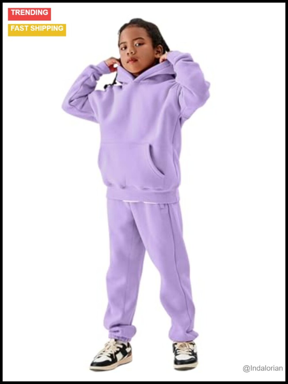 Kids Fleece 2 Piece Outfit Hoodie & Sweatpants Set Fall Winter